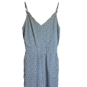 Berthie Paris Floral Ditsy V-Neck Spaghetti Strap Jumpsuit Teal White Size Small